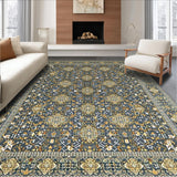 Ultra Soft Area Rug, Non Slip, Stain Resistant, Washable Area Rugs for Living Room, Bedroom, Elegant Floral Patterned Motif(Gray)