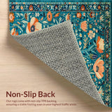 Ultra Soft Area Rug, Non Slip, Stain Resistant, Washable Area Rugs for Living Room, Bedroom, Bold Orange Floral Harmony(Blue)