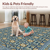 Ultra Soft Area Rug, Non Slip, Stain Resistant, Washable Area Rugs for Living Room, Bedroom, Trellis Waterproof Runner Navy/Beige Use(Blue)