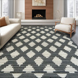 Ultra Soft Area Rug, Non Slip, Stain Resistant, Washable Area Rugs for Living Room, Bedroom, Dynamic Tribal Geometric Composition(Black)