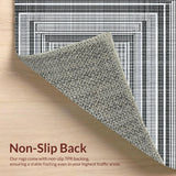 Ultra Soft Area Rug, Non Slip, Stain Resistant, Washable Area Rugs for Living Room, Bedroom, Dynamic Pinstripe Pattern, Crisp Linear Contrasts, Flat Design(Gray)