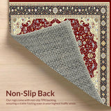 Ultra Soft Area Rug, Non Slip, Stain Resistant, Washable Area Rugs for Living Room, Bedroom, Red Beige Area(Red)