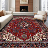 Ultra Soft Area Rug, Non Slip, Stain Resistant, Washable Area Rugs for Living Room, Bedroom, Transitional Bold Diamond Texture(Red)