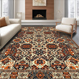 Ultra Soft Area Rug, Non Slip, Stain Resistant, Washable Area Rugs for Living Room, Bedroom, Intricate Boho Area Featuring Geometric Floral(Orange)