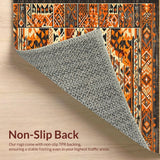 Ultra Soft Area Rug, Non Slip, Stain Resistant, Washable Area Rugs for Living Room, Bedroom, Rustic Warm Earth Tone Patterns(Orange)