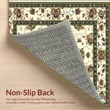 Ultra Soft Area Rug, Non Slip, Stain Resistant, Washable Area Rugs for Living Room, Bedroom, Scallop Edge Boho for with Floral Design(Ivory)