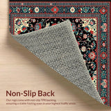 Ultra Soft Area Rug, Non Slip, Stain Resistant, Washable Area Rugs for Living Room, Bedroom, Chic Teal Ogee Design(Black)