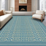 Ultra Soft Area Rug, Non Slip, Stain Resistant, Washable Area Rugs for Living Room, Bedroom, Abstract Lattice Design in Blue(Blue)