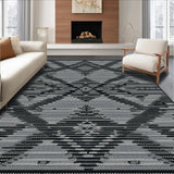 Ultra Soft Area Rug, Non Slip, Stain Resistant, Washable Area Rugs for Living Room, Bedroom, Sleek Geometric Linear Motif(Gray)