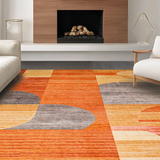 Ultra Soft Area Rug, Non Slip, Stain Resistant, Washable Area Rugs for Living Room, Bedroom, Earthy Toned Modern Artistry(Orange)