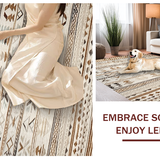 Ultra Soft Area Rug, Non Slip, Stain Resistant, Washable Area Rugs for Living Room, Bedroom, Elegant Curved Boho Design(Beige)