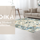 Ultra Soft Area Rug, Non Slip, Stain Resistant, Washable Area Rugs for Living Room, Bedroom, Contemporary Light Bloom Design(Beige)