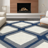 Ultra Soft Area Rug, Non Slip, Stain Resistant, Washable Area Rugs for Living Room, Bedroom, Charming Ivory Diamond Motif(Beige)
