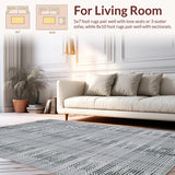 Ultra Soft Area Rug, Non Slip, Stain Resistant, Washable Area Rugs for Living Room, Bedroom, Vibrant Coastal Shapes Design(Gray)