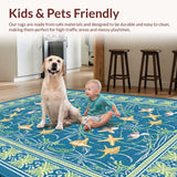 Ultra Soft Area Rug, Non Slip, Stain Resistant, Washable Area Rugs for Living Room, Bedroom, Coastal Blue Coral Motif(Blue)