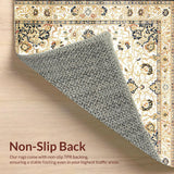 Ultra Soft Area Rug, Non Slip, Stain Resistant, Washable Area Rugs for Living Room, Bedroom, Heritage Inspired Area With Traditional Ornamental Motifs(White)