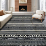 Ultra Soft Area Rug, Non Slip, Stain Resistant, Washable Area Rugs for Living Room, Bedroom, Dynamic Geometric Lines with Animal Motif(Black)