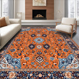Ultra Soft Area Rug, Non Slip, Stain Resistant, Washable Area Rugs for Living Room, Bedroom, Charming Vintage Botanical Inspiration(Orange)