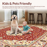 Ultra Soft Area Rug, Non Slip, Stain Resistant, Washable Area Rugs for Living Room, Bedroom, Textured Rustic Farmhouse(Red)