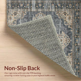 Ultra Soft Area Rug, Non Slip, Stain Resistant, Washable Area Rugs for Living Room, Bedroom, Earthy Toned Vintage Floral Motif(Gray)