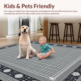Ultra Soft Area Rug, Non Slip, Stain Resistant, Washable Area Rugs for Living Room, Bedroom, Contemporary Trellis in Earth Tones(Gray)