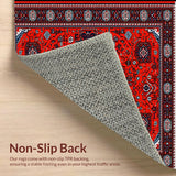 Ultra Soft Area Rug, Non Slip, Stain Resistant, Washable Area Rugs for Living Room, Bedroom, Red Vintage Boho Entryway Non-Slip Carpet(Red)