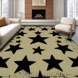 Ultra Soft Area Rug, Non Slip, Stain Resistant, Washable Area Rugs for Living Room, Bedroom, Rustic Stencil Star Entryway Jute Accent Rug(Beige)