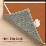 Ultra Soft Area Rug, Non Slip, Stain Resistant, Washable Area Rugs for Living Room, Bedroom, Unique Rustic Baseball Fusion(Brown)