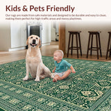 Luxurious Low Pile Medallion Motif(Green)