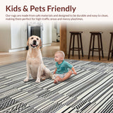 Ultra Soft Area Rug, Non Slip, Stain Resistant, Washable Area Rugs for Living Room, Bedroom, Sleek Black Textured Design(Black)