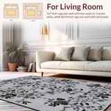 Ultra Soft Area Rug, Non Slip, Stain Resistant, Washable Area Rugs for Living Room, Bedroom, Rustic Striped Outdoor Decor(Black)