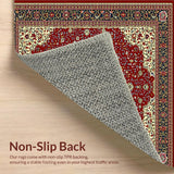 Ultra Soft Area Rug, Non Slip, Stain Resistant, Washable Area Rugs for Living Room, Bedroom, Luxe Red and Black Border Pattern(Red)