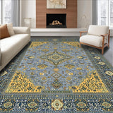 Ultra Soft Area Rug, Non Slip, Stain Resistant, Washable Area Rugs for Living Room, Bedroom, Sleek Monochrome Floral Arrangement(Blue)