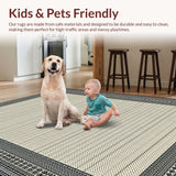 Ultra Soft Area Rug, Non Slip, Stain Resistant, Washable Area Rugs for Living Room, Bedroom, Chic Tiled Geometric Elegance(Beige)