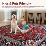 Ultra Soft Area Rug, Non Slip, Stain Resistant, Washable Area Rugs for Living Room, Bedroom, Rustic Red Geometric Charm(Red)