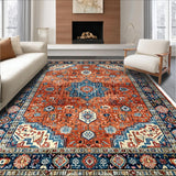 Ultra Soft Area Rug, Non Slip, Stain Resistant, Washable Area Rugs for Living Room, Bedroom, Vintage Tribal Dining Room Washable Rug(Red)