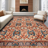Ultra Soft Area Rug, Non Slip, Stain Resistant, Washable Area Rugs for Living Room, Bedroom, Vibrant Shabby Chic Textured Approach(Red)
