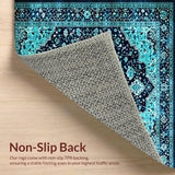 Ultra Soft Area Rug, Non Slip, Stain Resistant, Washable Area Rugs for Living Room, Bedroom, Rustic Teal and Navy Lattice(Blue)