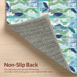 Ultra Soft Area Rug, Non Slip, Stain Resistant, Washable Area Rugs for Living Room, Bedroom, Playful Sea Turtle and Pebble Pattern Rug with Abstract Oceanic Geometry(Blue)