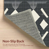 Ultra Soft Area Rug, Non Slip, Stain Resistant, Washable Area Rugs for Living Room, Bedroom, Rustic Diamond Patterned Sophistication(Gray)