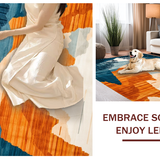 Ultra Soft Area Rug, Non Slip, Stain Resistant, Washable Area Rugs for Living Room, Bedroom, Lively Modern Abstract Composition(Orange)