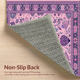 Ultra Soft Area Rug, Non Slip, Stain Resistant, Washable Area Rugs for Living Room, Bedroom, Bright Funky Nature-Inspired Vibes(Pink)