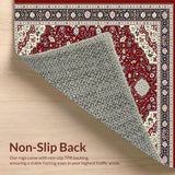 Ultra Soft Area Rug, Non Slip, Stain Resistant, Washable Area Rugs for Living Room, Bedroom, Sophisticated Intricate Ogee Style(Red)