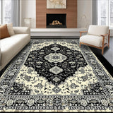 Ultra Soft Area Rug, Non Slip, Stain Resistant, Washable Area Rugs for Living Room, Bedroom, Oriental Distressed Black Ivory Living Room Rug(Black)