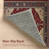 Ultra Soft Area Rug, Non Slip, Stain Resistant, Washable Area Rugs for Living Room, Bedroom, Rustic Heriz Inspired Aesthetic(Red)