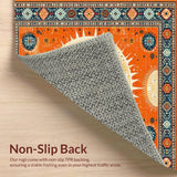 Ultra Soft Area Rug, Non Slip, Stain Resistant, Washable Area Rugs for Living Room, Bedroom, Rustic Soft Pastel Circular Design(Orange)