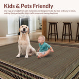 Ultra Soft Area Rug, Non Slip, Stain Resistant, Washable Area Rugs for Living Room, Bedroom, Vibrant Playful Nature Motif(Brown)