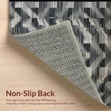 Ultra Soft Area Rug, Non Slip, Stain Resistant, Washable Area Rugs for Living Room, Bedroom, Sleek Angular Patterned Aesthetic(Black)