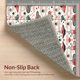 Ultra Soft Area Rug, Non Slip, Stain Resistant, Washable Area Rugs for Living Room, Bedroom, Gothic Mushroom Patterned Elegance(Red)