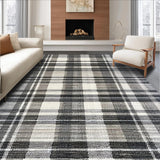 Ultra Soft Area Rug, Non Slip, Stain Resistant, Washable Area Rugs for Living Room, Bedroom, Contemporary Minimalist Rug Featuring Crisp Black And White Parallel Stripes(Gray)